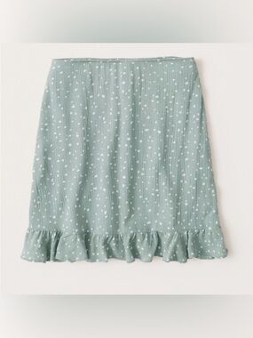 NEW Abercrombie & Fitch Sage Green Ruffle-Hem A-Line Skirt, High Waisted XXS